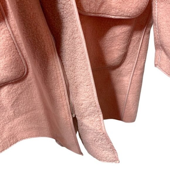 UNIQUE Kids Oversized Woolen Hooded Trench Coat Pink - Picture 7 of 7